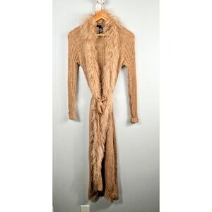 Guess Collection Luxury Mohair‎ Wool Long Maxi Duster Cardigan Sweater Belted S
